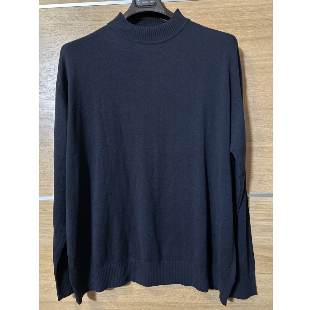 Gochu Mock Neck Pullover Sweater Mens sz 3XL Blue Acrylic Knit Ribbed Hem